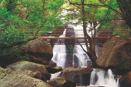 Pasarela en la zona alta de las cascadas